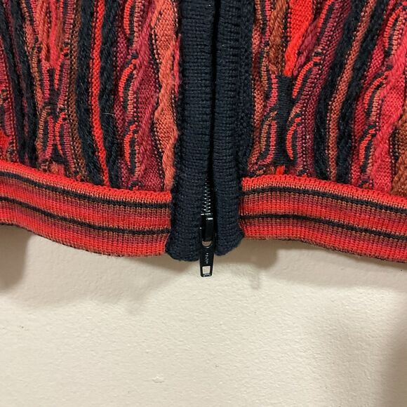 Vintage Purely Australian Mens Wool 3D Knit Full Zip Cardigan XXL Orange 90s - Picture 3 of 11